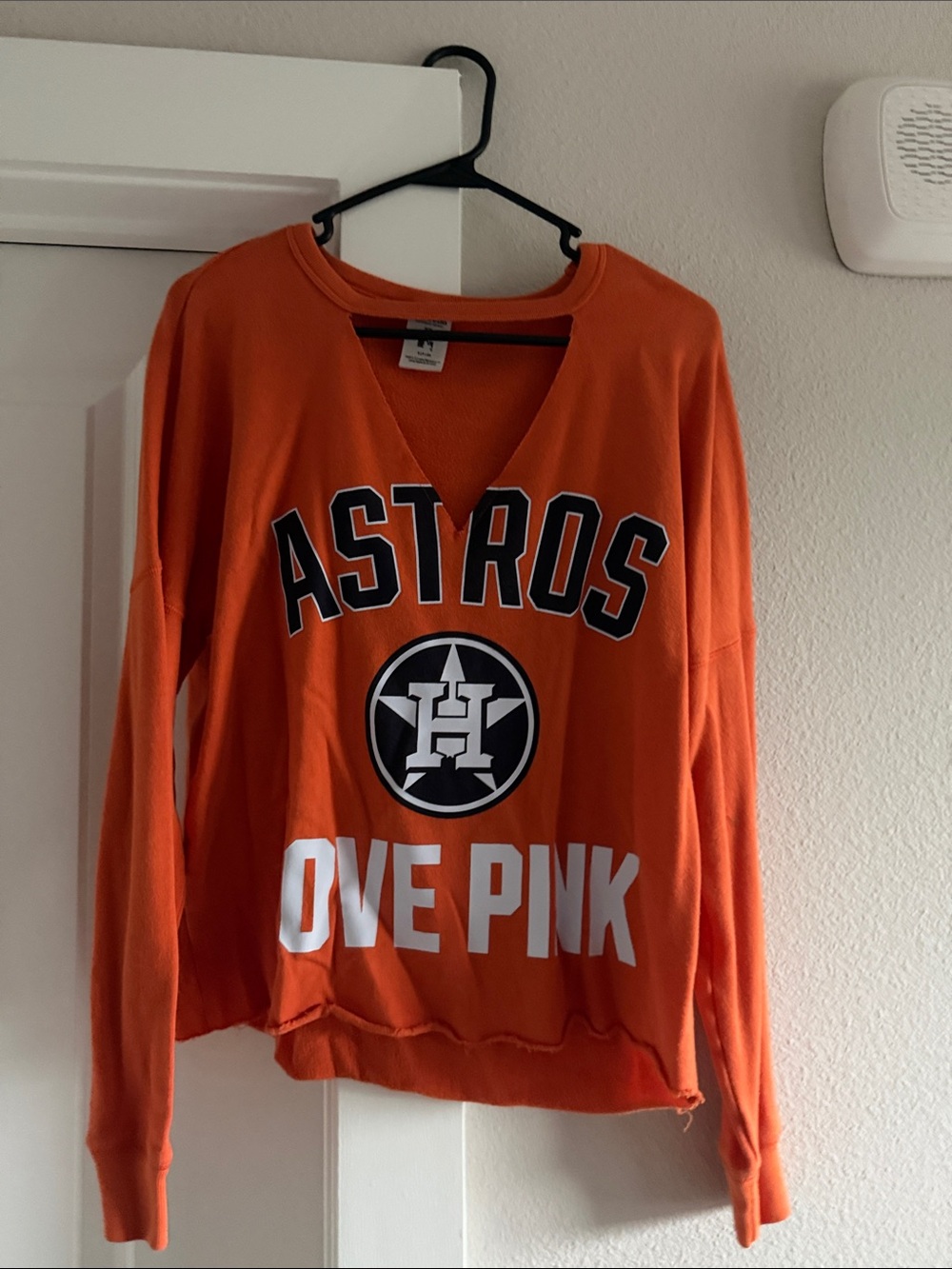 PINK Victoria's Secret Orange Astros Graphic V-Neck Pullover